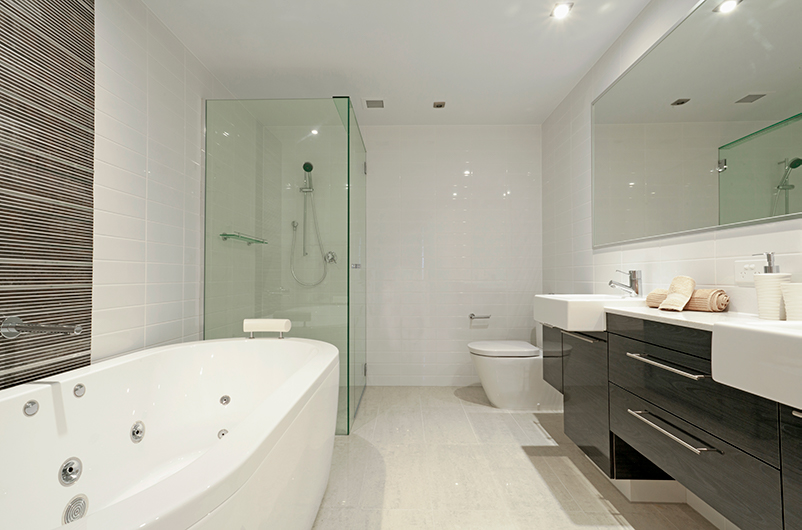 Bathroom refit - building services. Modern bathroom in a minimalistic style. Building services by Studio Charrette.